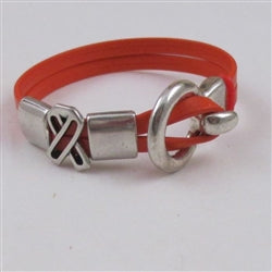 Buy Woman's Orange Leather  Awareness Bracelet