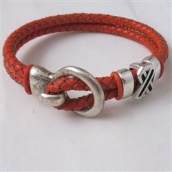 Orange Awareness Leather Braided Bracelet - Unisex - VP's Jewelry