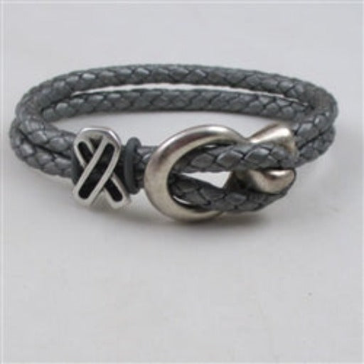 Grey Awareness Leather Braided Bracelet - Unisex - VP's Jewelry