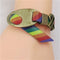 Classic bight rainbow PVC  cord bracelet with brass awareness ribbon