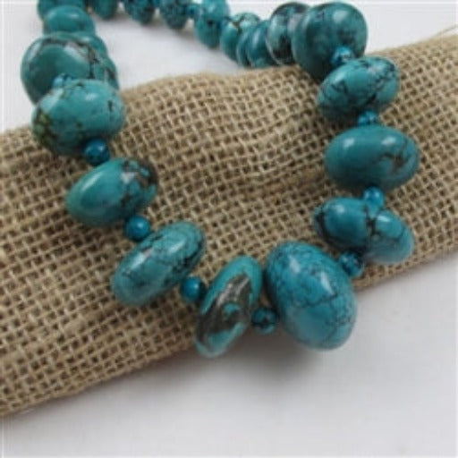 Big Bold Turquoise Necklace Round Graduated Bead Necklace - VP's Jewelry