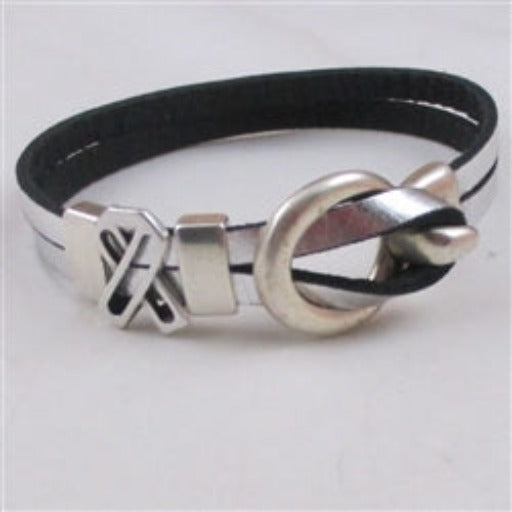 Silver Flat Leather Awareness Ribbon Bracelet - VP's Jewelry