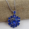 Royal Blue Crystal Flower Pendant Necklace - VP's Jewelry