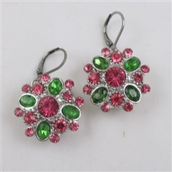 Pink & Green Multi-stone Crystal Earrings - VP's Jewelry