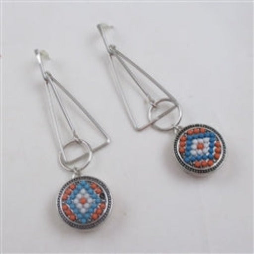 Southwestern Style Turquoise Long Dangling Earrings - VP's Jewelry