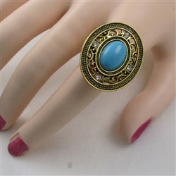Turquoise Stone Adjustable Fashion Gold Ring - VP's Jewelry  