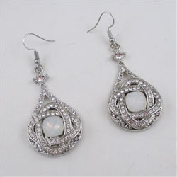 Alabaster Crystal & Rhinestone Drop Earrings - VP's Jewelry