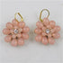 Bold Peach Flower Gold Drop Earrings - VP's Jewelry