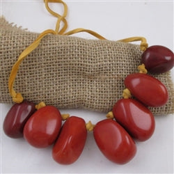 Statement Tagua Nut Necklace Big bold Orange Neck Wear - VP's Jewelry  