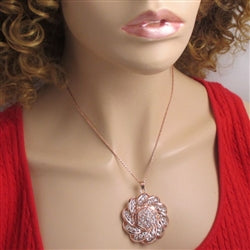 Rhinestone & Rose Gold Pendant Necklace - VP's Jewelry