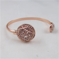 Rhinestone & Rose Gold Bangle Bracelet - VP's Jewelry