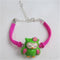 Pink Suede Bracelet with Green Owl Focus - VP's Jewelry