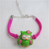 Pink Suede Bracelet with Green Owl Focus - VP's Jewelry