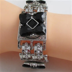 Black & Silver Linked Cuff Bracelet - VP's Jewelry