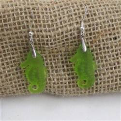 Buy lime green sea horse sea glass earrings