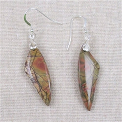 Designer cut red creek jasper gemstone drop earrings