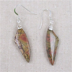 Designer cut red creek jasper gemstone drop earrings