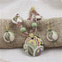 Handmade Green & Beige Artisan Bead Necklace & Earrings - VP's Jewelry