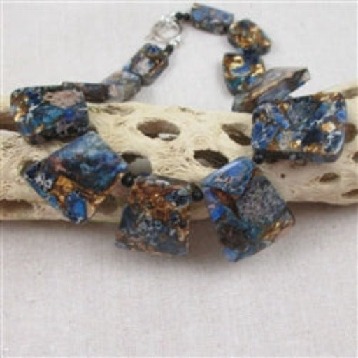 Blue Imperial Jasper Statement Collar Necklace - VP's Jewelry  