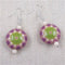 Handmade Lilac & Green Flower Drop Earrings - VP's Jewelry