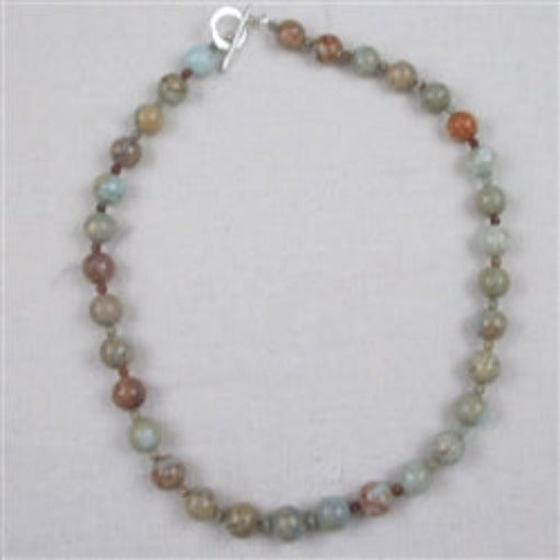Classic Snake Skin Jasper Beaded Gemstone Necklace - VP's Jewelry