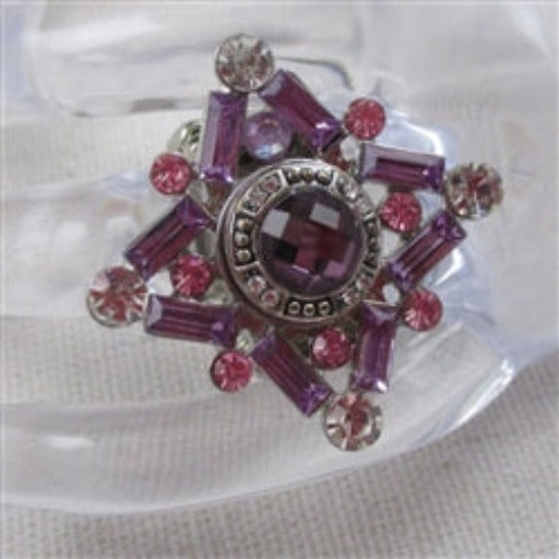 Purple & Pink Rhinestone Fashion Ring Adjustable - VP's Jewelry  
