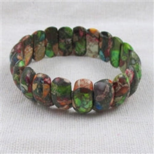Mixed Impression Jasper Gemstone Stretch Cuff Bracelet - VP's Jewelry