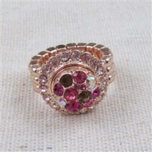 Buy delightful pink multi-crystal rose gold fashion stretch ring