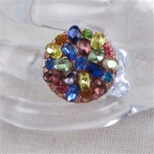 Multi-colored Crystal Fashion Rose Gold Ring Adjustable - VP's Jewelry  