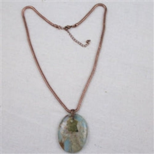 Aqua Snake Skin Jasper Pendant Necklace - VP's Jewelry