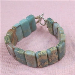 Smokey Aqua Snake Skin Jasper Gemstone Cuff Bracelet - VP's Jewelry