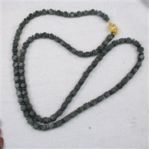Extra Long Necklace in Dark Green Gemstone Beads - VP's Jewelry