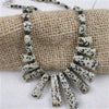 Designer Black & Tan Gemstone Poppy Seed Jasper Bib Necklace - VP's Jewelry