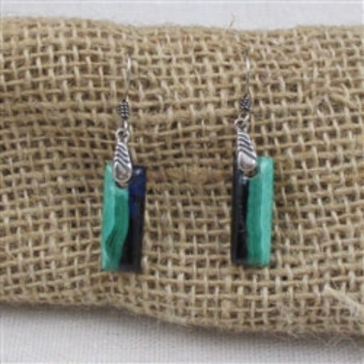 Handcrafted designer cut dark blue & aqua gemstone drop earrings