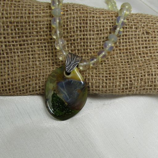 Artisan Big Pendant on Sea grass bead necklace