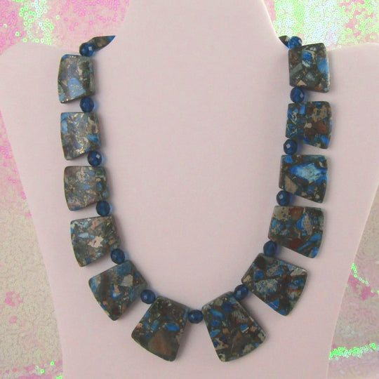 Blue Impression Jasper Statement Collar Necklace - VP's Jewelry