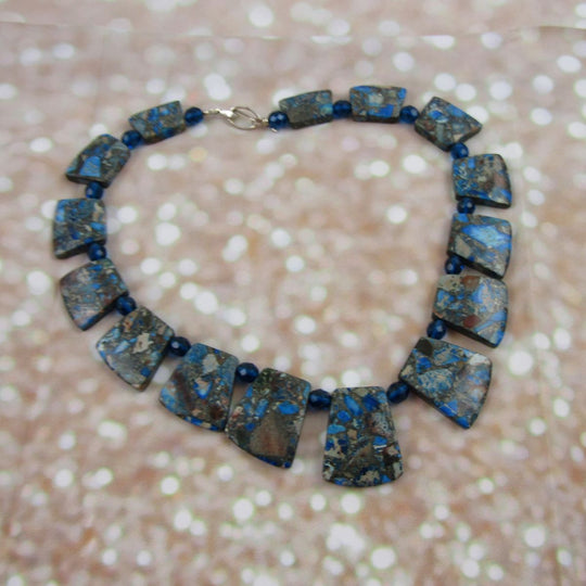 Blue Impression Jasper Statement Collar Necklace - VP's Jewelry