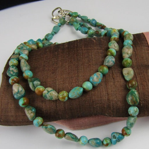 Southwestern Turquoise Nugget Double Strand Beaded  Necklace