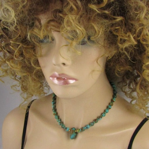 Southwestern Turquoise Bead Pendant Necklace - VP's Jewelry