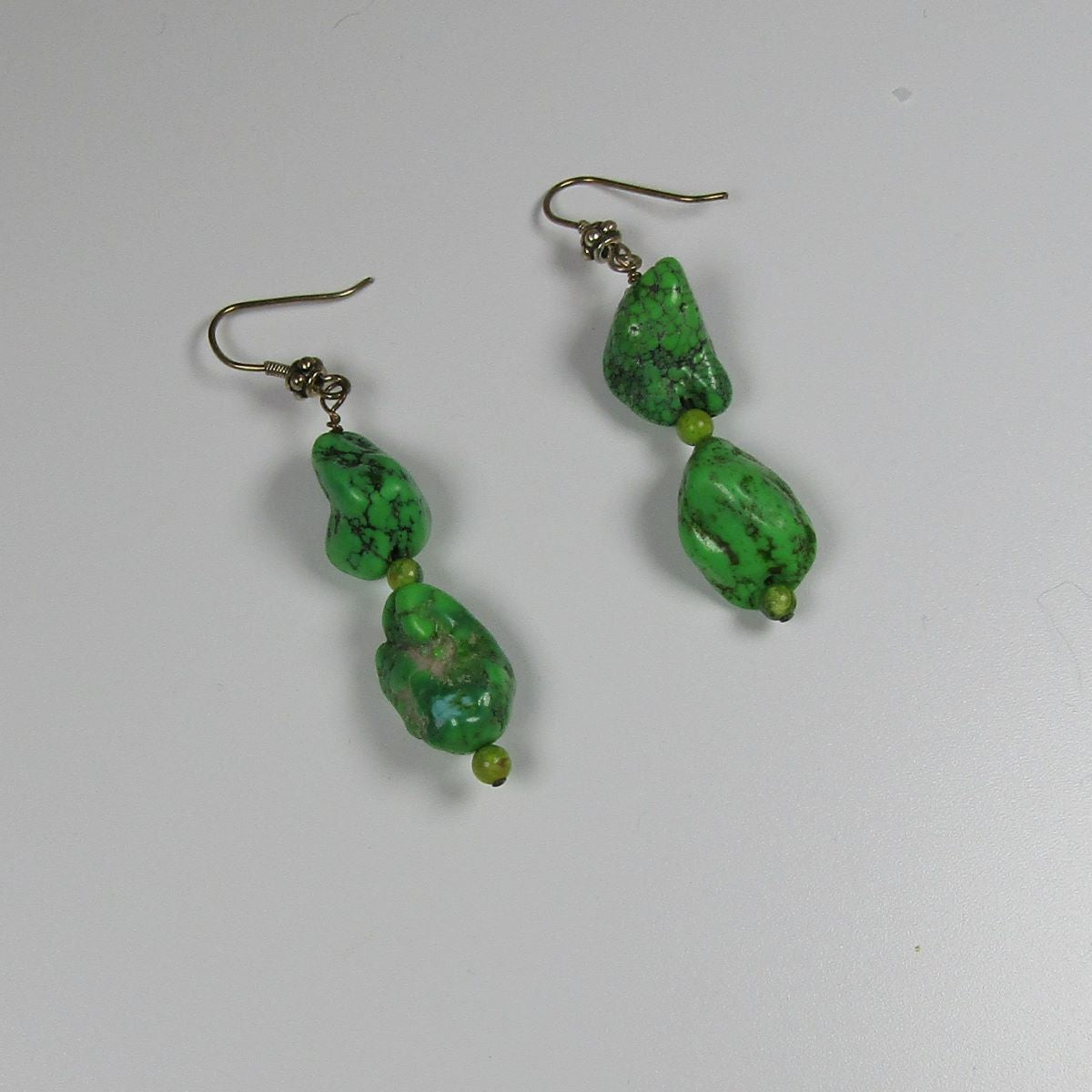 Unique handmade apple green anhui turquoise earrings