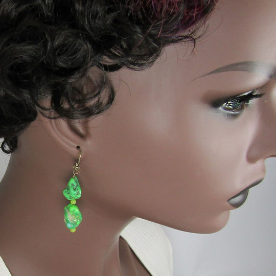 Handmade Apple Green Turquoise Earrings