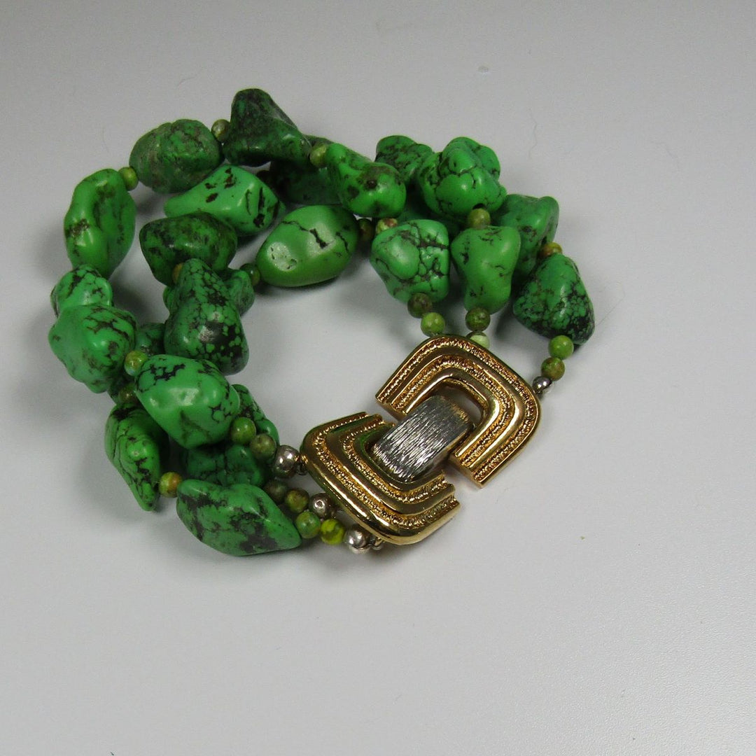 Multi-strand Apple Green Turquoise Bracelet Handmade - VP's Jewelry 