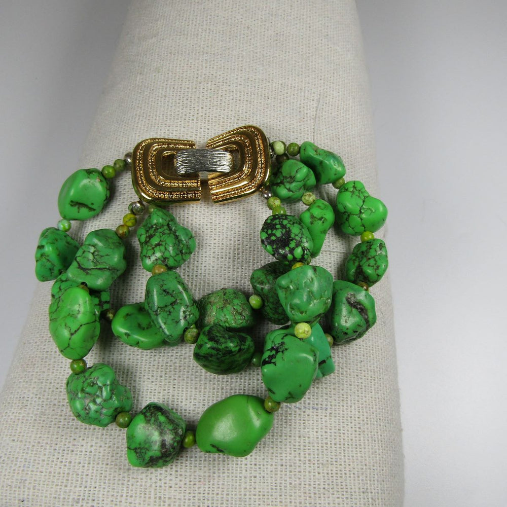 Multi-strand Apple Green Turquoise Bracelet Handmade - VP's Jewelry 