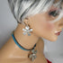 Designer Set Turquoise Leather Choker Daisy Earrings & Bracelet - VP's Jewelry