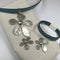 Designer Set Turquoise Leather Choker Daisy Earrings & Bracelet - VP's Jewelry