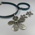 Designer Set Turquoise Leather Choker Daisy Earrings & Bracelet - VP's Jewelry