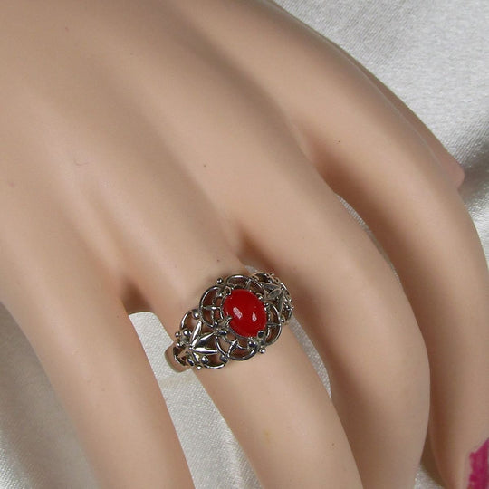 Red Opal Ladies Fashion Ring Size 7