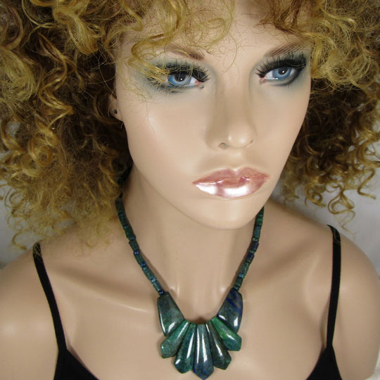 Azurite Gemstone Designer Bead Necklace - VP's Jewelry