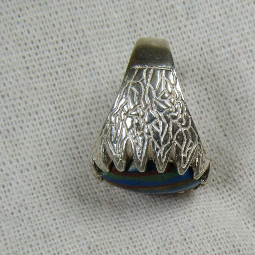 Men's Rainbow Calsilica Ring Sterling Silver Size 9 - VP's Jewelry