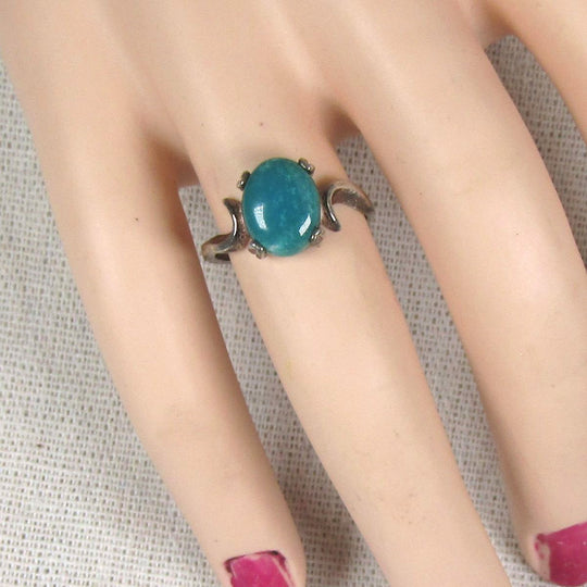 Dark Kingman Turquoise & Silver Woman's Ring Size 7